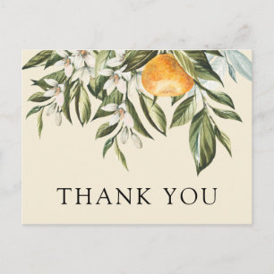 Clementine and Greenery Shower Thank You Postcard