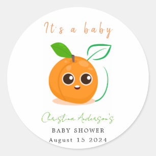 Clementine Orange Fruit Baby Shower Classic Round Sticker