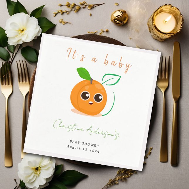 Clementine Orange Fruit Baby Shower Napkin (Creator Uploaded)