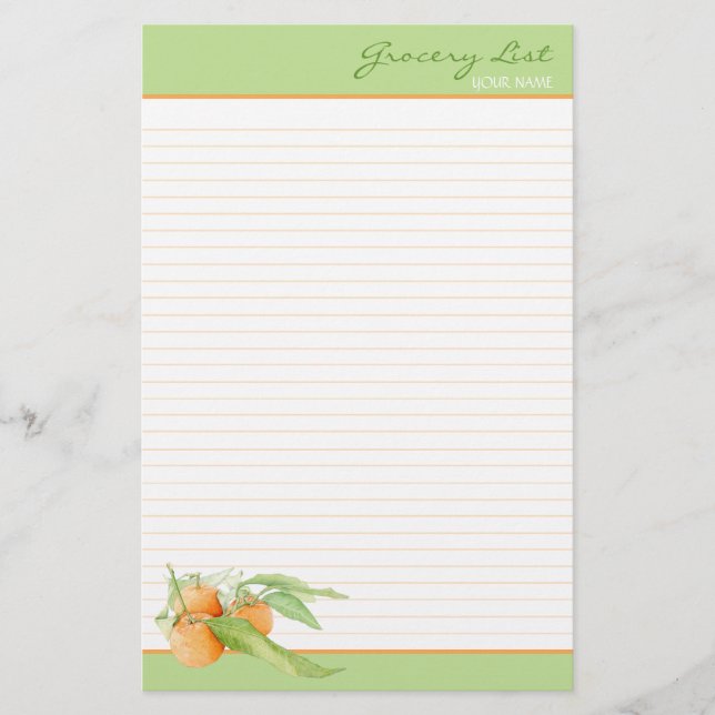 Clementine Oranges Lined To Do List Stationery (Front)
