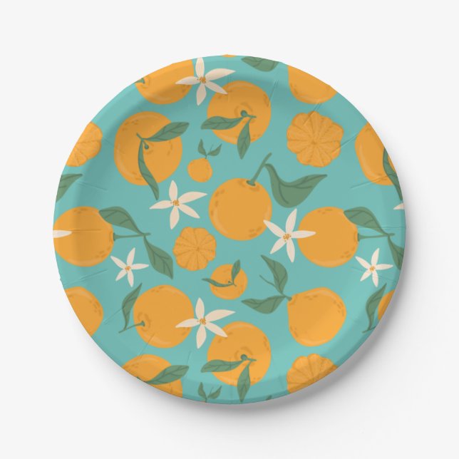 Clementine Tangerine Mandarin Cutie Orange Paper Plate (Front)