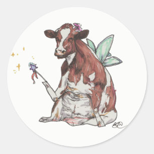 Clementine the Fairy Cow Classic Round Sticker