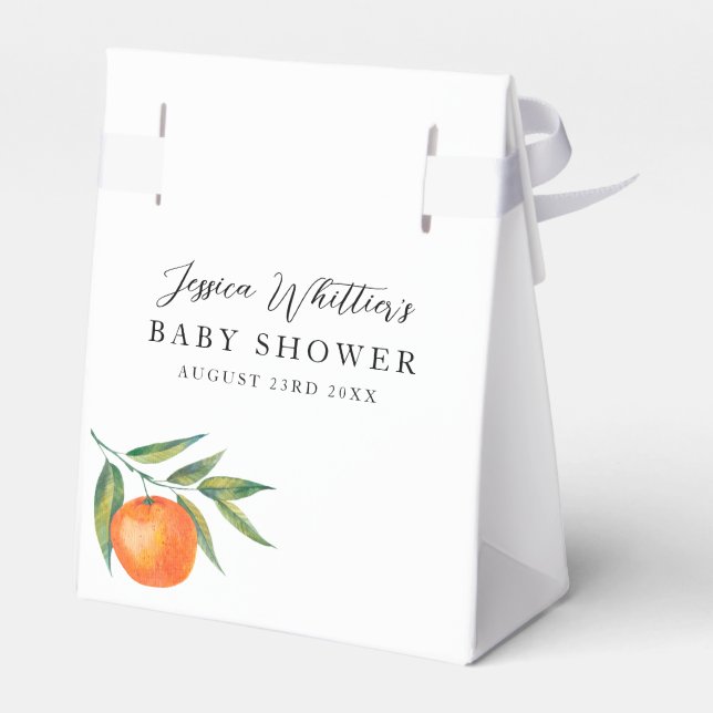 Clementine Watercolor "Cutie" Baby Shower Favour Box (Back Side)