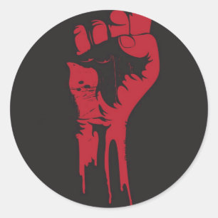 clenched fist classic round sticker