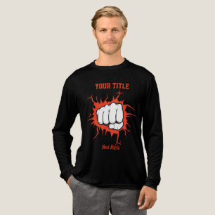 Clenched fist punching through a wall illustration Tri-Blend shirt