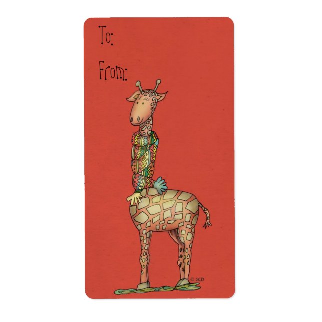 Cleo Giraffe Holiday Gift Label (Front)