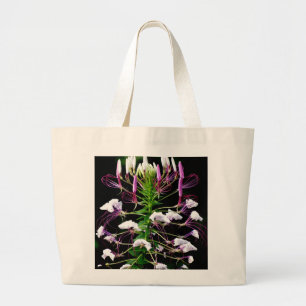 Cleome Hassleriana Spider Flower Purple Floral Large Tote Bag
