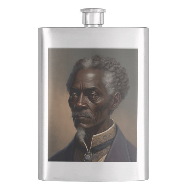 Cleon Portrait Painting Hip Flask (Front)