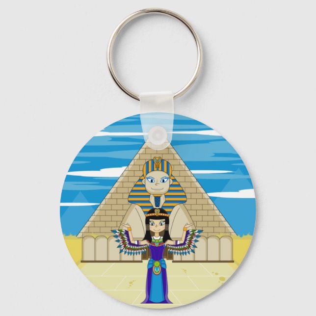 Cleopatra at the Great Sphinx Keycahin Key Ring (Front)