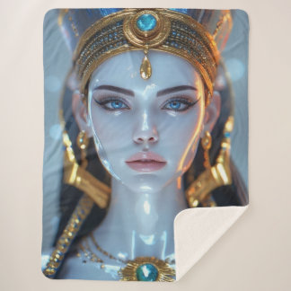 Cleopatra Beauty - Painted Porcelain Figure Sherpa Blanket