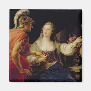 Cleopatra showing Octavius the bust of Julius Magnet