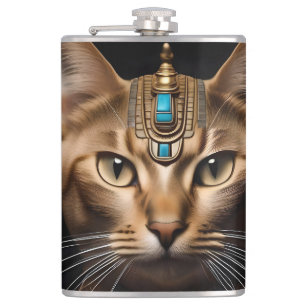 Cleopatra The Gold Egyptian Cat, Hip Flask