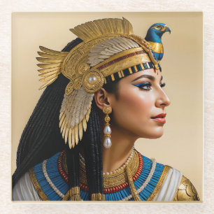 “Cleopatra VII's Realism: A Portrait” Glass Coaster