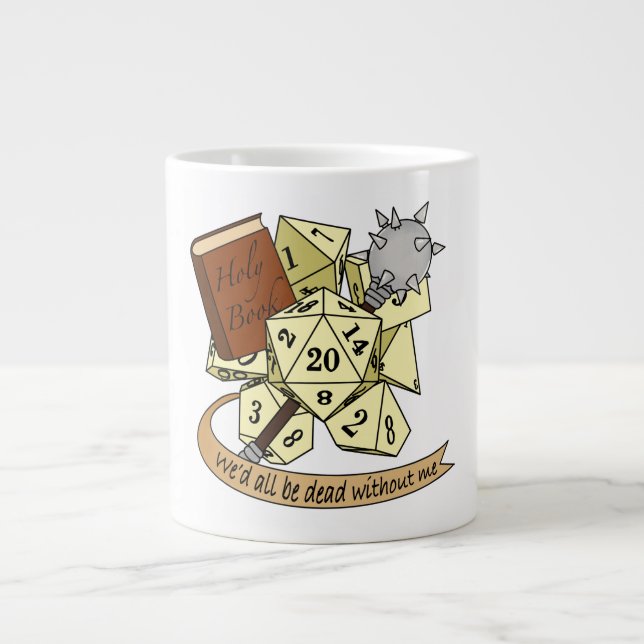 Cleric Dice Design Large Coffee Mug (Front)