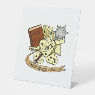 Cleric Dice Design Pedestal Sign