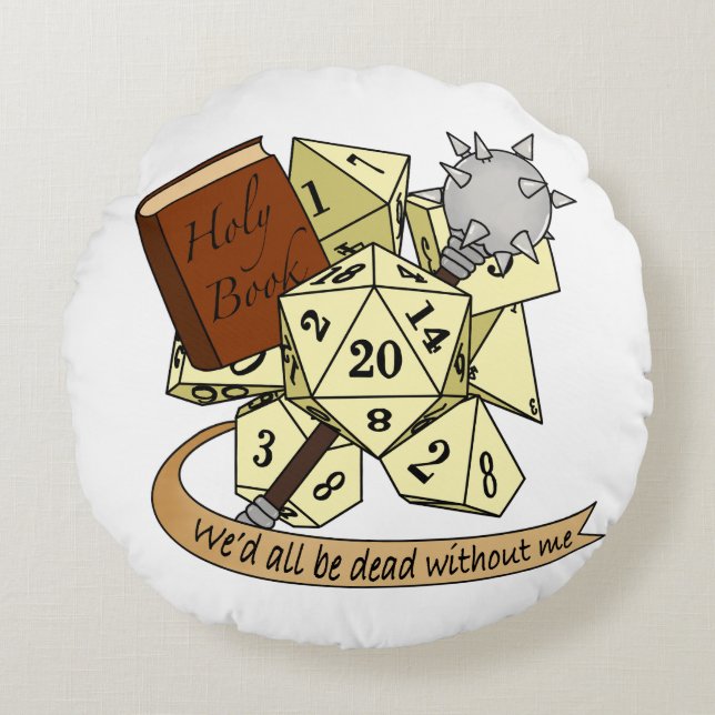 Cleric Dice Design Round Cushion (Front)