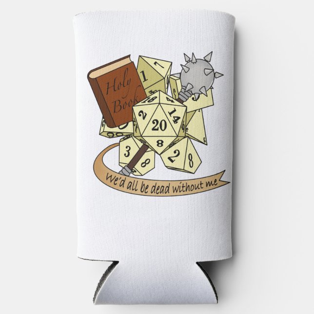 Cleric Dice Design Seltzer Can Cooler (Front)