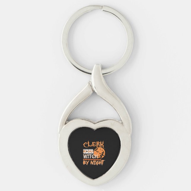 Clerk By Day Witch By Night Halloween Key Ring (Front)