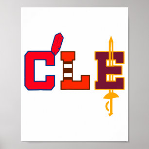 Cleveland Baseball Bats Vintage Ohio Illustration Poster