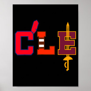Cleveland Baseball Bats Vintage Ohio Illustration Poster