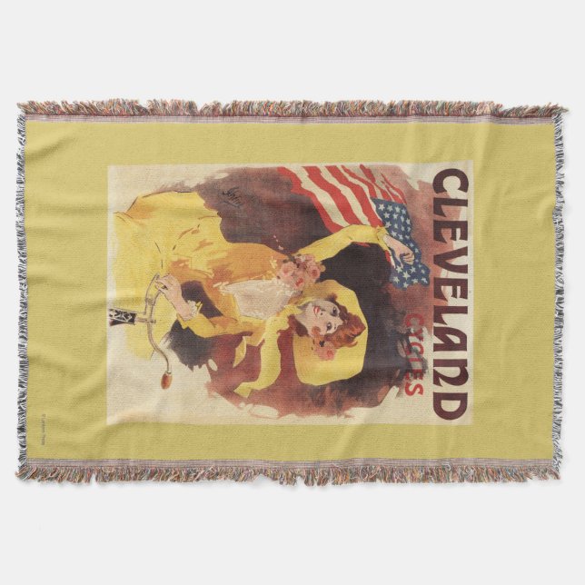 Cleveland Bicycles American Girl in Yellow Throw Blanket (Front)