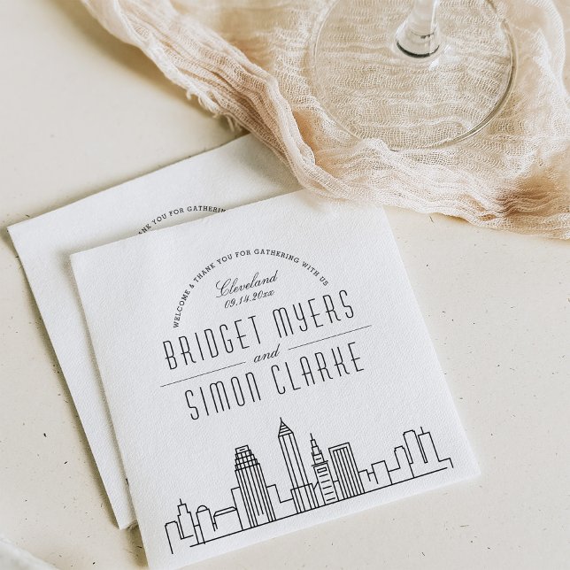 Cleveland Deco Skyline | Wedding Event Napkins (Creator Uploaded)
