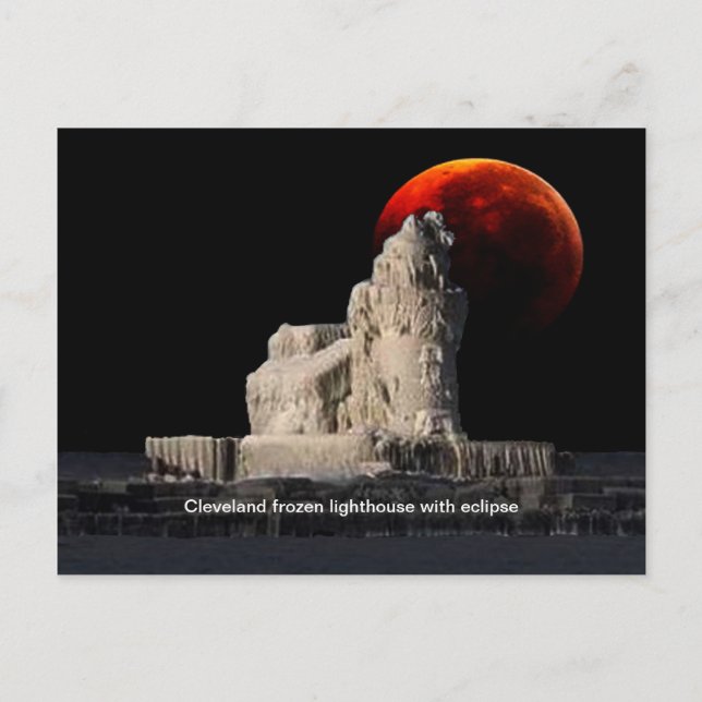 Cleveland frozen lighthouse postcard (Front)