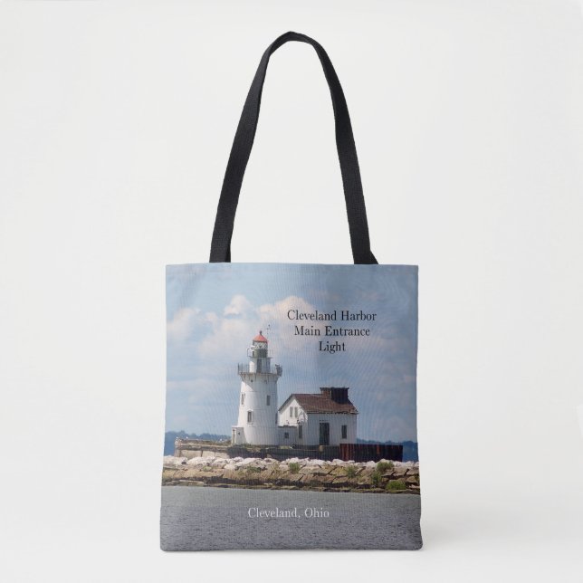 Cleveland Harbour Entrance Light all over tote bag (Front)