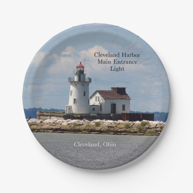 Cleveland Harbour Main Entrance Light paper plate (Front)