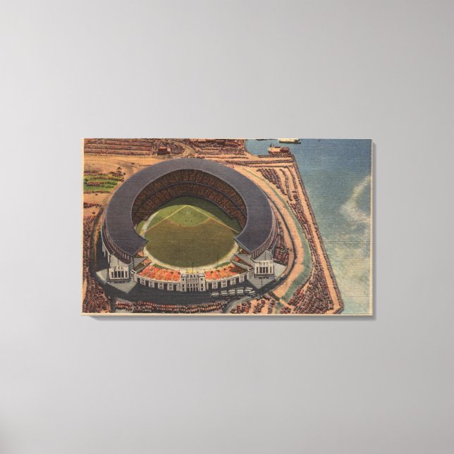Cleveland, OH - Aerial of Municipal Baseball Canvas Print (Front)