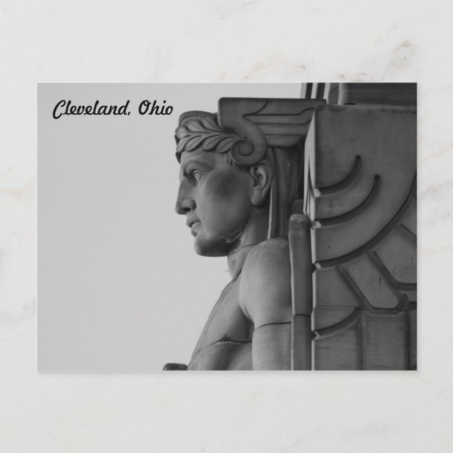 Cleveland OH Bridge Guardian (B & W) Postcard (Front)