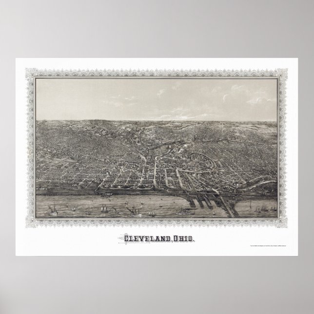 Cleveland, OH Panoramic Map - 1887 Poster (Front)