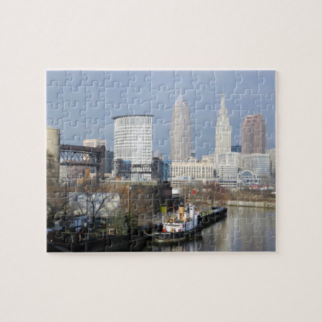 Cleveland OH River View (with Tugboat) Puzzle (Horizontal)