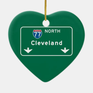 Cleveland, OH Road Sign Ceramic Tree Decoration
