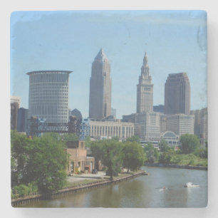Cleveland, OH Rolling on the River Stone Coaster