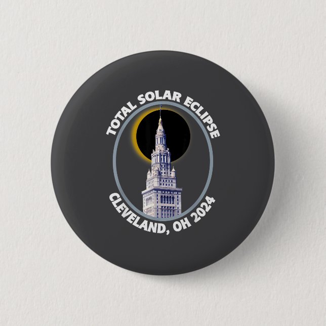 Cleveland Ohio 2024 Total Solar Eclipse Path Of To 6 Cm Round Badge (Front)
