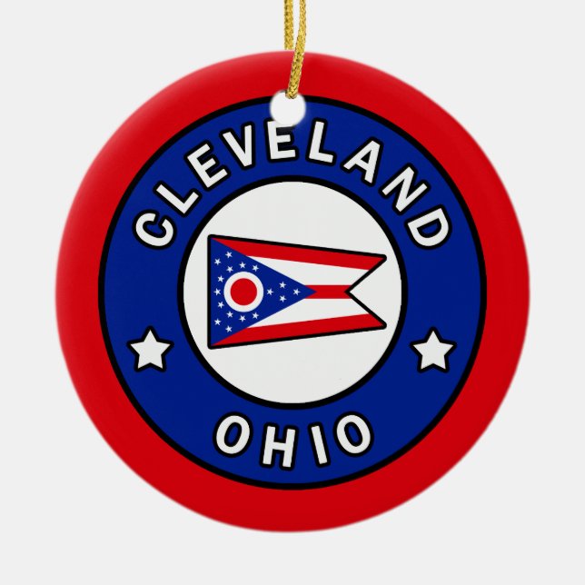 Cleveland Ohio Ceramic Tree Decoration (Front)