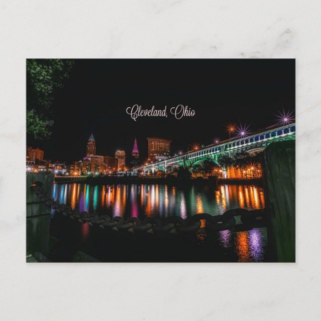 Cleveland, Ohio cityscape, labelled Postcard (Front)