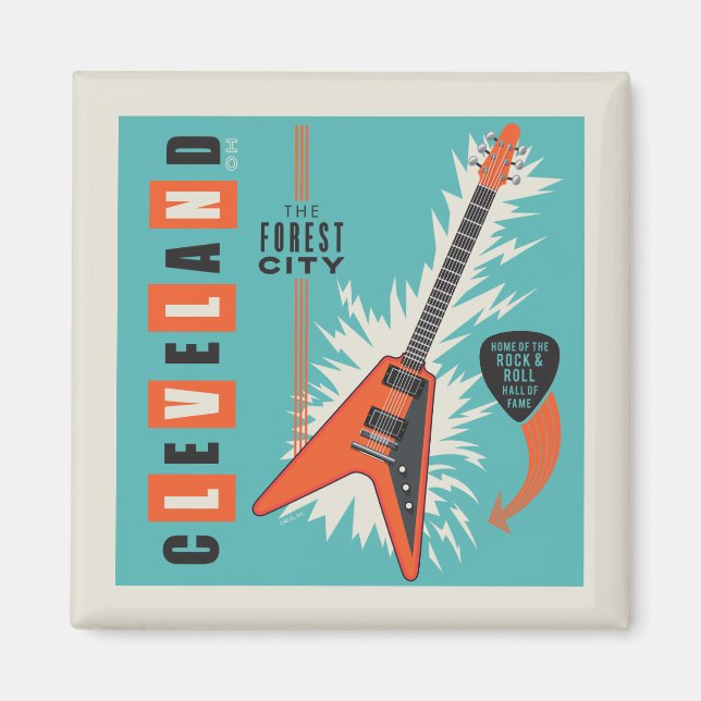 Cleveland Ohio | Electric Guitar Magnet (Front)