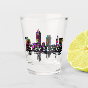 Cleveland, Ohio in graffiti Shot Glass