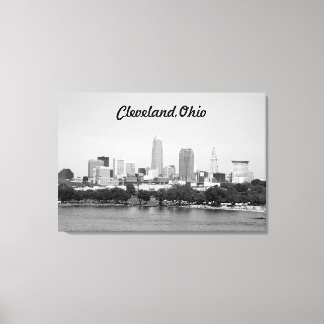 Cleveland Ohio Lake View B&W Canvas Print (Front)
