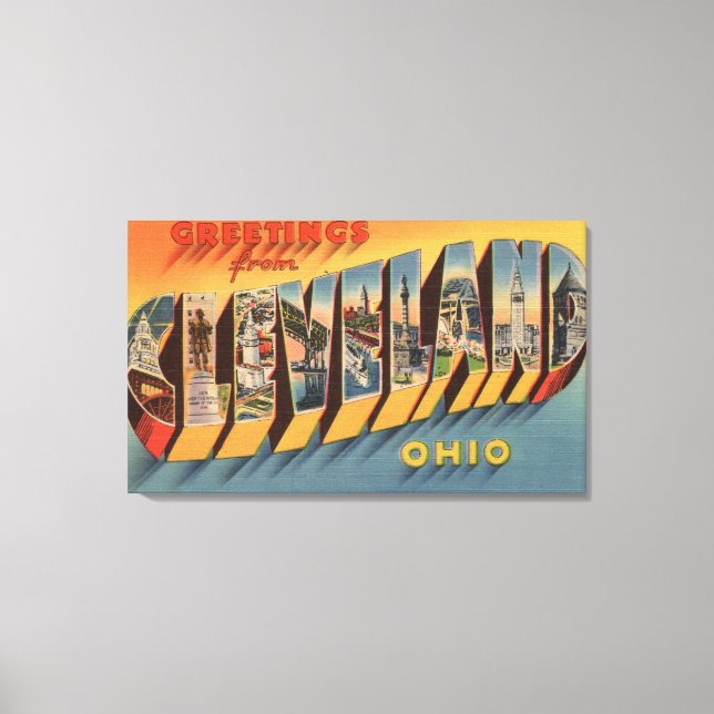Cleveland, Ohio - Large Letter Scenes 2 Canvas Print (Front)