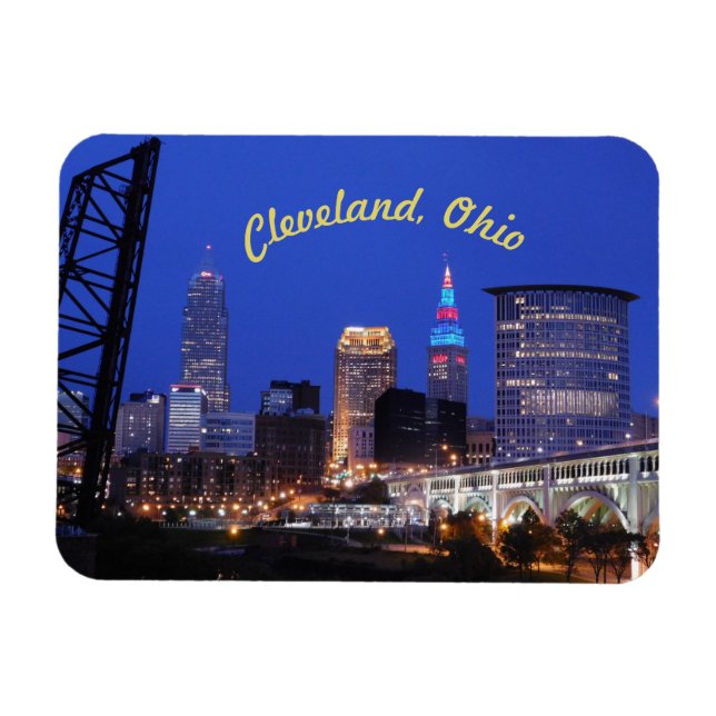 Cleveland,Ohio Night on the Town Magnet (Curve) (Horizontal)