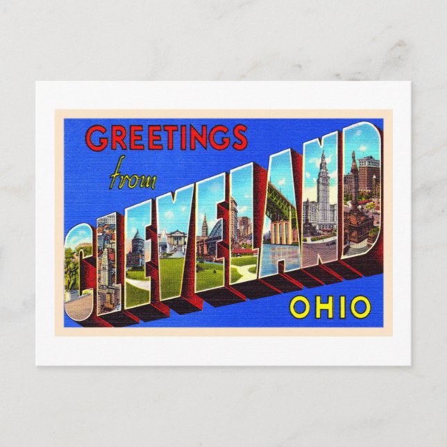 Cleveland Ohio OH Vintage Large Letter Postcard (Front)