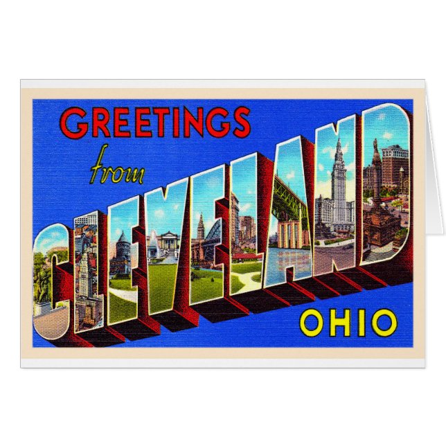 Cleveland Ohio OH Vintage Large Letter Postcard (Front Horizontal)