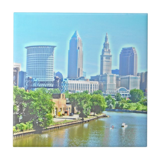 Cleveland, Ohio Paint Effect Decorative Tile (Front)