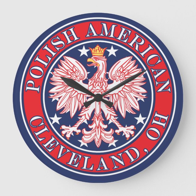 Cleveland Ohio Polish Eagle Large Clock (Front)