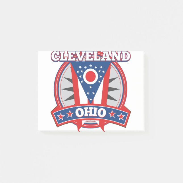 Cleveland Ohio Red White Blue Patriotic State Flag Post-it Notes (Front)
