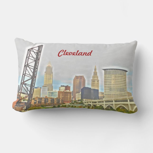 Cleveland, Ohio  River PhotoPaint Pillow (Front)