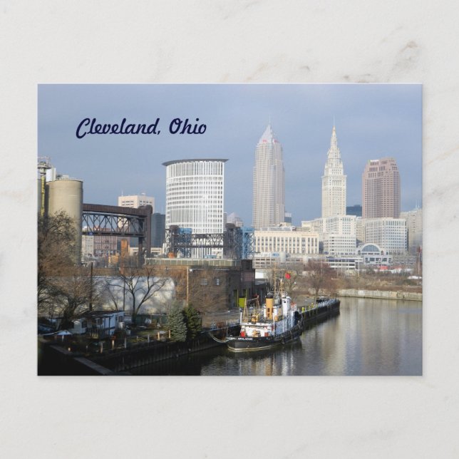 Cleveland,Ohio River View Postcard (Front)